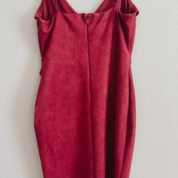 Red Women's Faux-Suede Spaghetti Strap Dress lulus - Picture 2 of 5